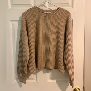 Zara Trafaluc beige ribbed sweater